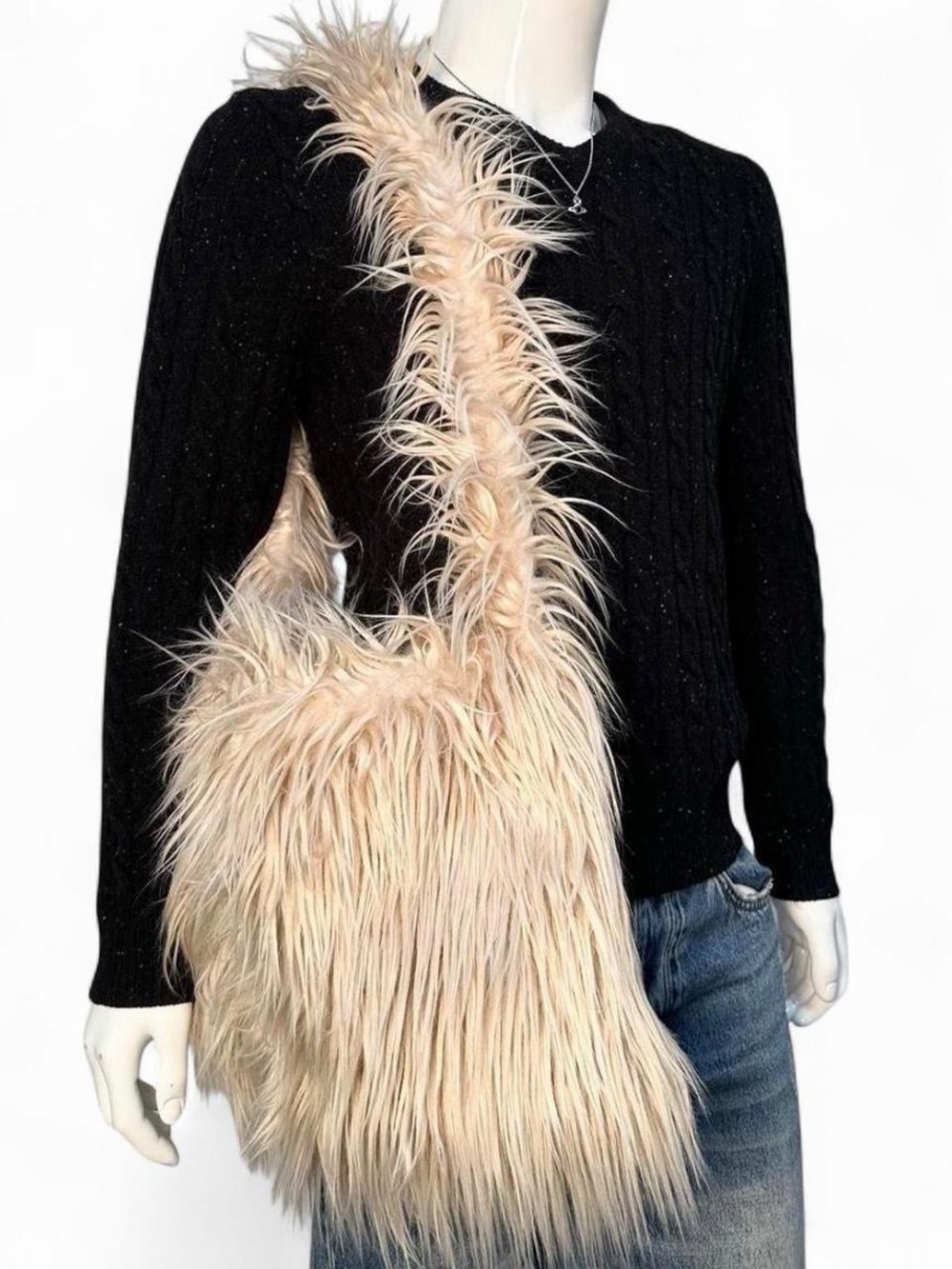 Opium Grunge Shaggy Faux Fur Shoulder Bag Alt Jaded London Style